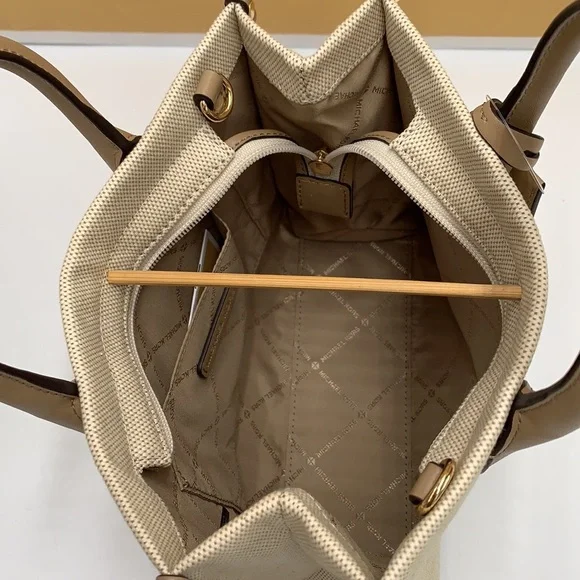 Michael Kors Mirella Small Shopper Top Zip Crossbody Bag Camel MK NWT - Picture 11 of 15